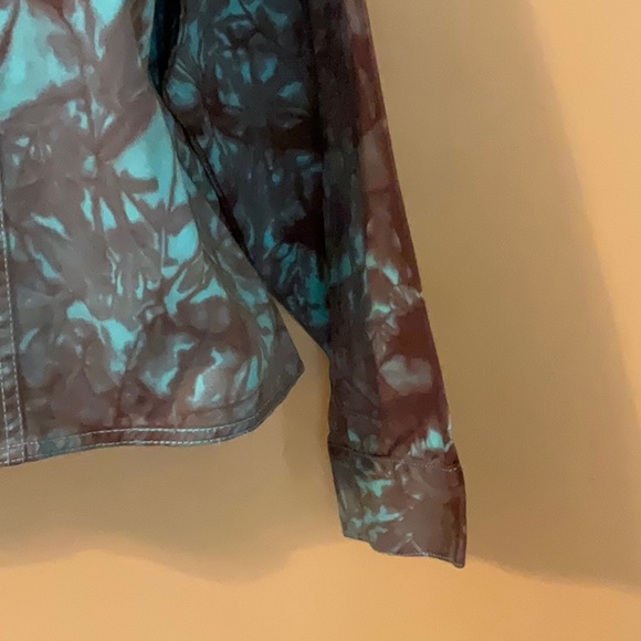 Size L Turquoise and Brown Tie Dye Jacket - Picture 5 of 9